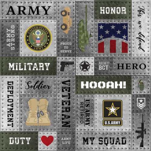 Scrapbook Customs - 12 x 12 Double Sided Paper - Army
