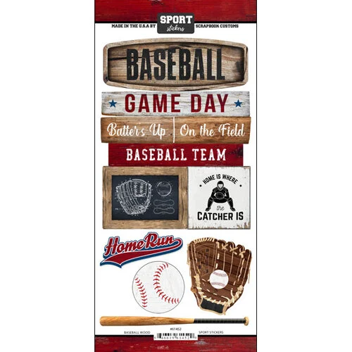 Scrapbook Customs - Cardstock Stickers - Baseball Wood 1 Scrapbook Customs - Cardstock Stickers - Baseball Wood