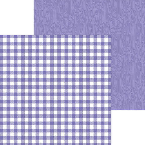 Doodlebug Design - Monochromatic Collection - 12 x 12 Double Sided Paper - Lilac Buffalo Check