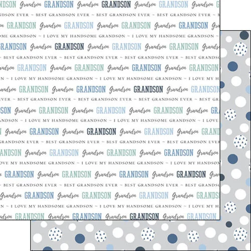 Scrapbook Customs - 12 x 12 Double Sided Paper - Grandson 1 Scrapbook Customs - 12 x 12 Double Sided Paper - Grandson