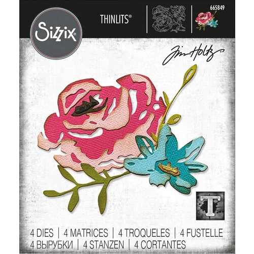 Sizzix - Tim Holtz - Thinlits Dies - Brushstroke Flowers 1 Sizzix - Tim Holtz - Thinlits Dies - Brushstroke Flowers