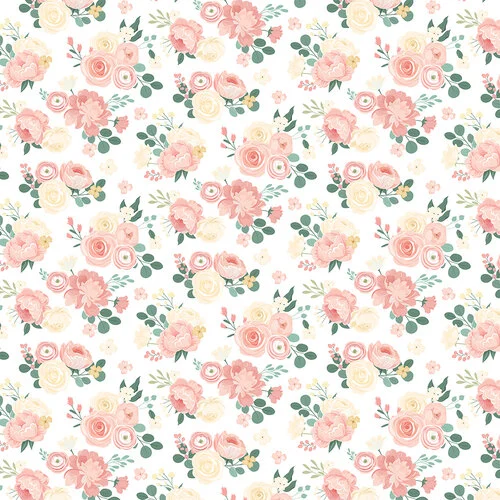 Echo Park - Wedding Collection - 12 x 12 Double Sided Paper - Pretty In Pink