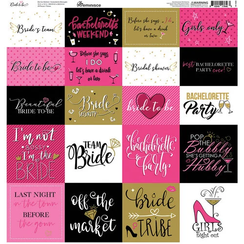 Reminisce - Bride To Be Collection - 12 x 12 Cardstock Stickers - Elements