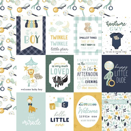 Echo Park - It's A Boy Collection - 12 x 12 Double Sided Paper - 3 x 4 Journaling Cards 1 Echo Park - It's A Boy Collection - 12 x 12 Double Sided Paper - 3 x 4 Journaling Cards