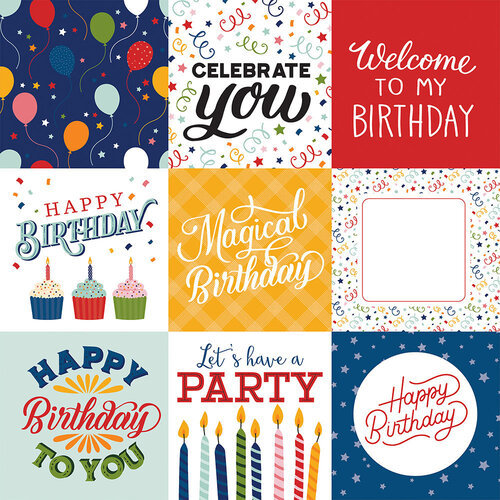 Echo Park - Birthday Salutations Collection - 12 x 12 Double Sided Paper - Journaling Squares