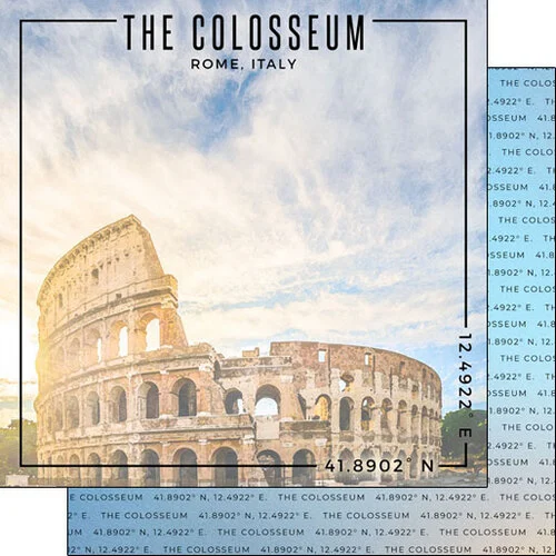 Scrapbook Customs - World Site Coordinates Collection - 12 x 12 Double Sided Paper - Italy - Colosseum 1 Scrapbook Customs - World Site Coordinates Collection - 12 x 12 Double Sided Paper - Italy - Colosseum