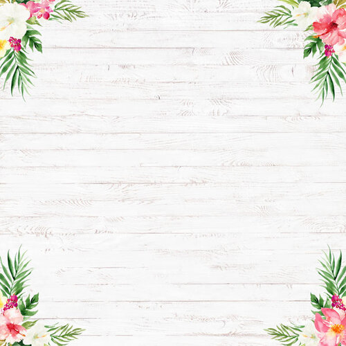 Scrapbook Customs - Vacay Collection - 12 x 12 Double Sided Paper - Floral Corners 2 Scrapbook Customs - Vacay Collection - 12 x 12 Double Sided Paper - Floral Corners