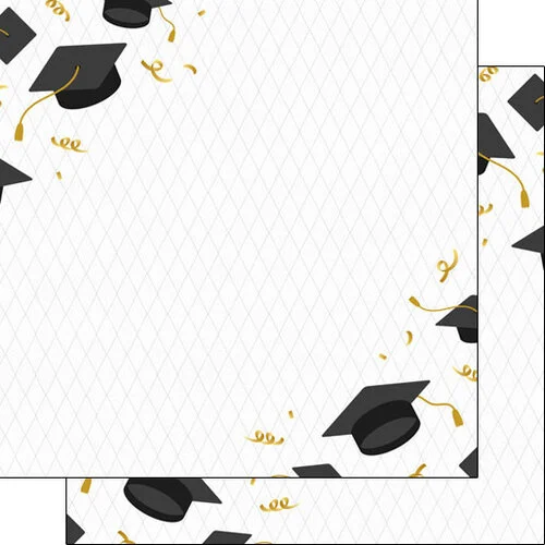 Scrapbook Customs - Graduation Collection - 12 x 12 Double Sided Paper - Corners 1 Scrapbook Customs - Graduation Collection - 12 x 12 Double Sided Paper - Corners