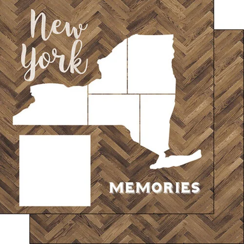 Scrapbook Customs - 12 x 12 Specialty Papers - Laser Photo Overlay - New York