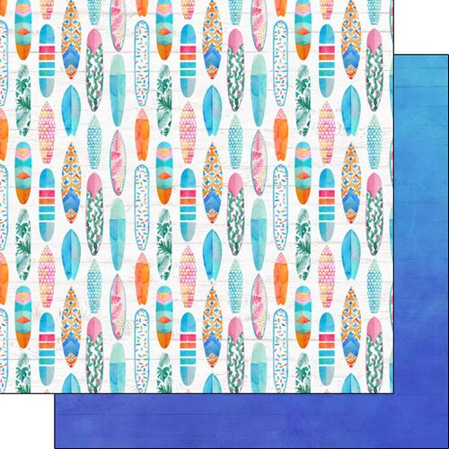 Scrapbook Customs - Vacay Collection - 12 x 12 Double Sided Paper - Surf Boards 1 Scrapbook Customs - Vacay Collection - 12 x 12 Double Sided Paper - Surf Boards