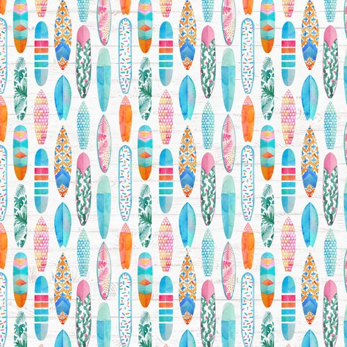 Scrapbook Customs - Vacay Collection - 12 x 12 Double Sided Paper - Surf Boards 2 Scrapbook Customs - Vacay Collection - 12 x 12 Double Sided Paper - Surf Boards
