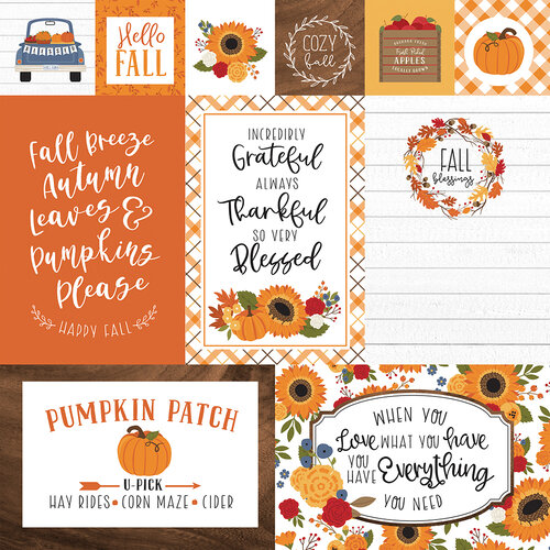 Echo Park - Fall Collection - 12 x 12 Double Sided Paper - Multi Journaling Cards