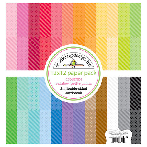 Doodlebug Design - 12 x 12 Paper Pack - Dot and Stripe - Rainbow - Petite Print Assortment 1 Doodlebug Design - 12 x 12 Paper Pack - Dot and Stripe - Rainbow - Petite Print Assortment