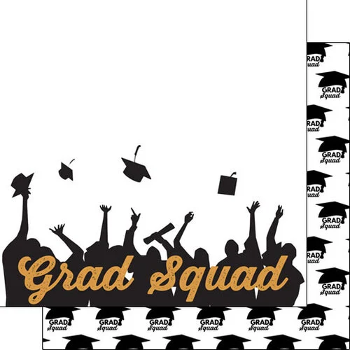 Scrapbook Customs - Graduation Collection - 12 x 12 Double Sided Paper - Grad Squad 1 Scrapbook Customs - Graduation Collection - 12 x 12 Double Sided Paper - Grad Squad