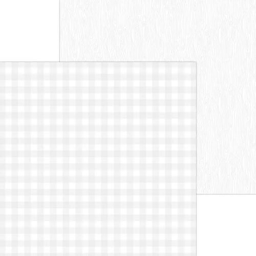 Doodlebug Design - Monochromatic Collection - 12 x 12 Double Sided Paper - Lily White Buffalo Check