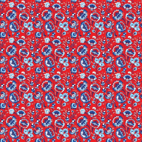 Scrapbook Customs - 12 x 12 Double Sided Paper - Red and Blue Floral Pattern 3 Scrapbook Customs - 12 x 12 Double Sided Paper - Red and Blue Floral Pattern