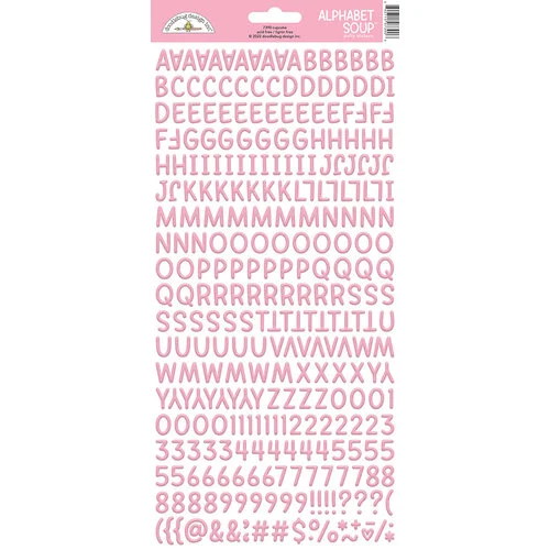 Doodlebug Design - Monochromatic Collection - Puffy Stickers - Alphabet Soup - Cupcake