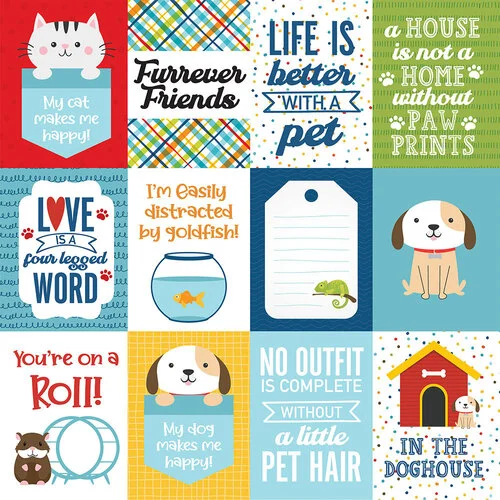 Echo Park - Pets Collection - 12 x 12 Double Sided Paper - 3 x 4 Journaling Cards 2 Echo Park - Pets Collection - 12 x 12 Double Sided Paper - 3 x 4 Journaling Cards
