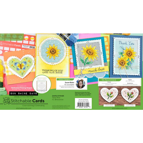 Waffle Flower Crafts - Stitchable Cards Collection - Cross Stitch Pattern Template - Sun Shine Days