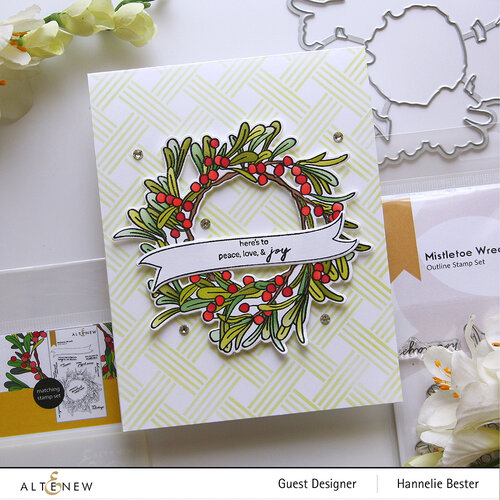 Altenew - Simple Coloring Stencil - 4 in 1 Set - Mistletoe Wreath