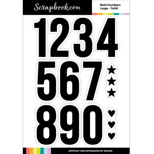 Scrapbook.com - Clear Photopolymer Stamp Set - Bold Numbers - Large - Solid
