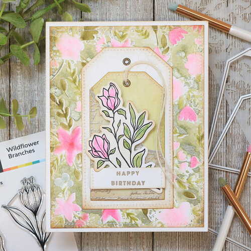 Scrapbook.com - Decorative Die and Photopolymer Stamp Set - Wildflower Branches 2 Scrapbook.com - Decorative Die and Photopolymer Stamp Set - Wildflower Branches