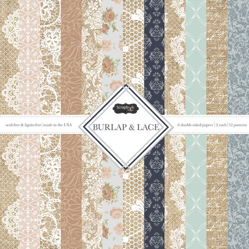 Scrapbook Customs - 6 x 6 Paper Pack - Burlap Lace 1 Scrapbook Customs - 6 x 6 Paper Pack - Burlap Lace