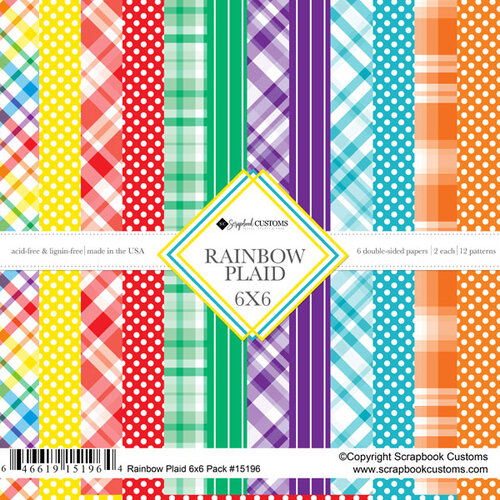 Scrapbook Customs - 6 x 6 Paper Pack - Rainbow Plaid 1 Scrapbook Customs - 6 x 6 Paper Pack - Rainbow Plaid