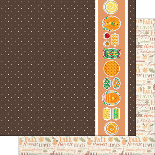 Scrapbook Customs - 12 x 12 Double Sided Paper - Thanksgiving Dinner 1 Scrapbook Customs - 12 x 12 Double Sided Paper - Thanksgiving Dinner