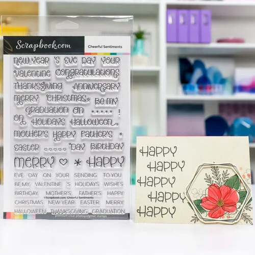 Scrapbook.com - Clear Photopolymer Stamp Set - Cheerful Sentiments 5 Scrapbook.com - Clear Photopolymer Stamp Set - Cheerful Sentiments
