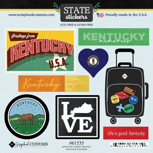 Scrapbook Customs - Cardstock Stickers - Happy Travels - Kentucky 1 Scrapbook Customs - Cardstock Stickers - Happy Travels - Kentucky
