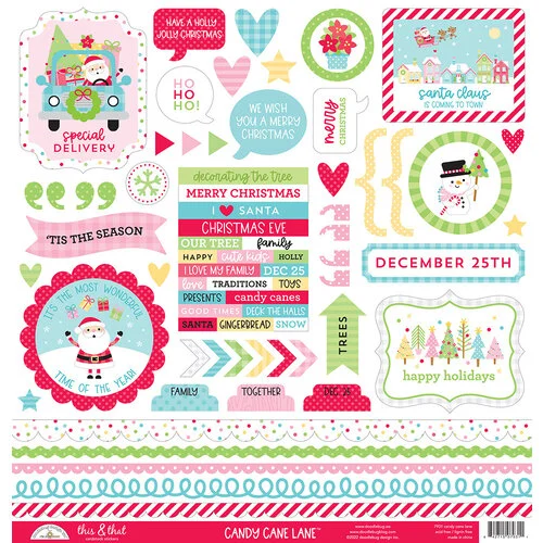 Doodlebug Design - Candy Cane Lane Collection - Christmas - Cardstock Stickers - This And That 1 Doodlebug Design - Candy Cane Lane Collection - Christmas - Cardstock Stickers - This And That