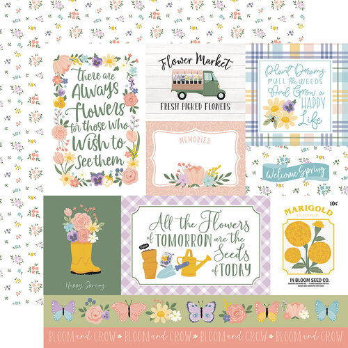 Echo Park - It's Spring Time Collection - 12 x 12 Double Sided Paper - Multi Journaling Cards