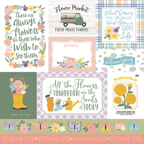 Echo Park - It's Spring Time Collection - 12 x 12 Double Sided Paper - Multi Journaling Cards