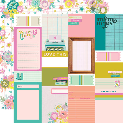 Simple Stories - Flea Market Collection - 12 x 12 Double Sided Paper - Journal Elements