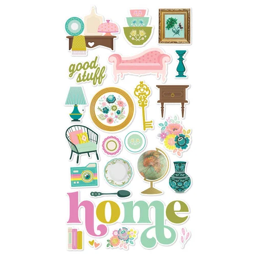 Simple Stories - Flea Market Collection - 6 x 12 Chipboard Stickers