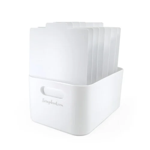 Scrapbook.com - Storage Bin with 7 Tabbed Dividers - Complete Set - White with White Inserts 1 Scrapbook.com - Storage Bin with 7 Tabbed Dividers - Complete Set - White with White Inserts
