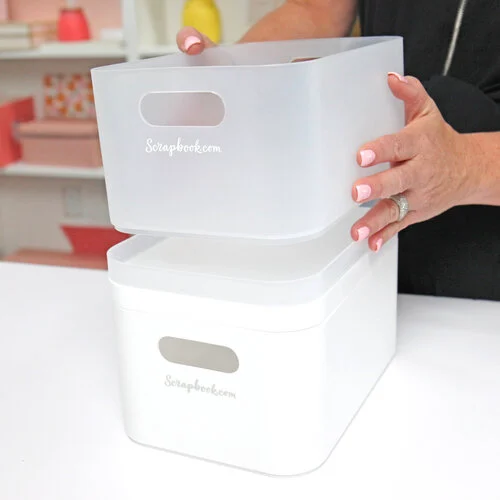 Scrapbook.com - Storage Bin with 7 Tabbed Dividers - Complete Set - White with White Inserts 12 Scrapbook.com - Storage Bin with 7 Tabbed Dividers - Complete Set - White with White Inserts