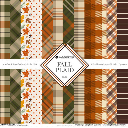 Scrapbook Customs - 12 x 12 Paper Pack - Fall Plaid 1 Scrapbook Customs - 12 x 12 Paper Pack - Fall Plaid