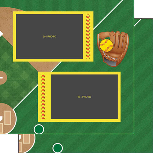 Scrapbook Customs - 12 x 12 Double Sided Paper - Softball Right Quick Page 1 Scrapbook Customs - 12 x 12 Double Sided Paper - Softball Right Quick Page