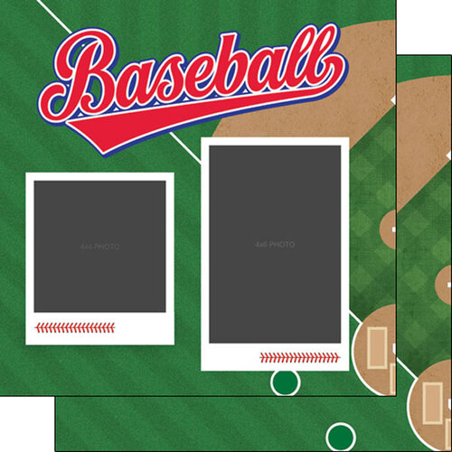 Scrapbook Customs - 12 x 12 Double Sided Paper - Baseball Left Quick Page 1 Scrapbook Customs - 12 x 12 Double Sided Paper - Baseball Left Quick Page