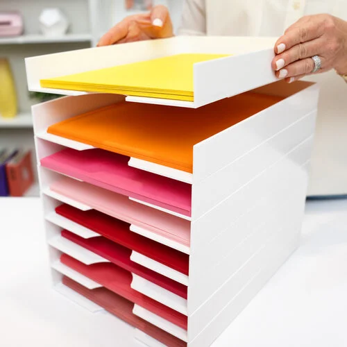 Scrapbook.com - Modern 8.5x11 Stackable Paper Trays - White - 4 Pack