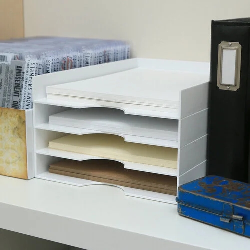 Scrapbook.com - Modern 8.5x11 Stackable Paper Trays - White - 4 Pack