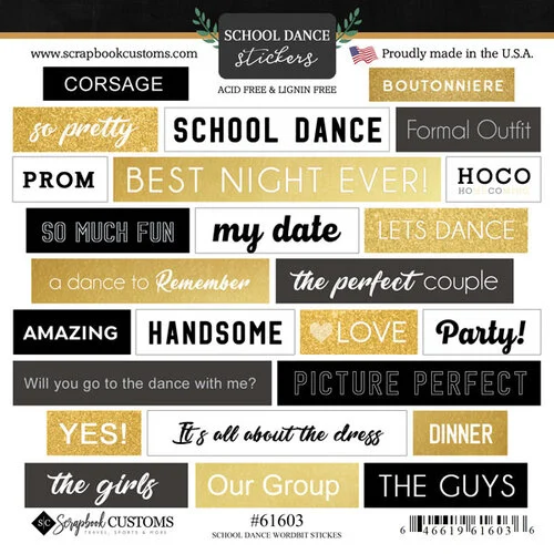 Scrapbook Customs - Cardstock Stickers - School Dance Wordbits