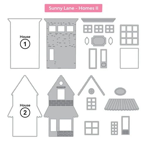 Scrapbook.com - Decorative Die Set - Build and Layer - Sunny Lane - Homes Bundle