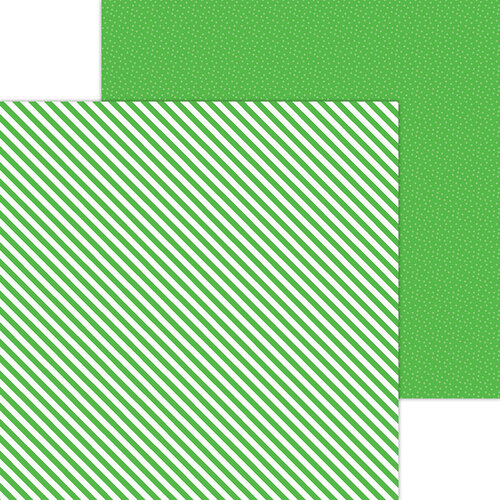 Doodlebug Design - Monochromatic Collection - 12 x 12 Double Sided Paper - Grasshopper Candy Stripe