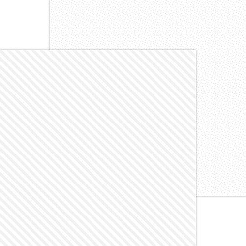 Doodlebug Design - Monochromatic Collection - 12 x 12 Double Sided Paper - Lily White Candy Stripe