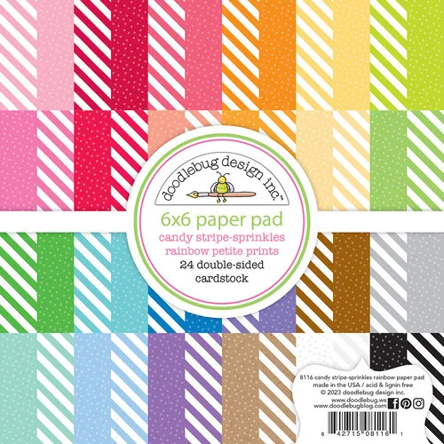 Doodlebug Design - Monochromatic Collection - 6 x 6 Paper Pad - Candy Stripe and Sprinkles - Petite Print Assortment 1 Doodlebug Design - Monochromatic Collection - 6 x 6 Paper Pad - Candy Stripe and Sprinkles - Petite Print Assortment