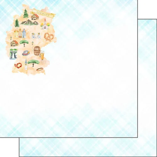 Scrapbook Customs - 12 x 12 Double Sided Paper - Germany Map Icons