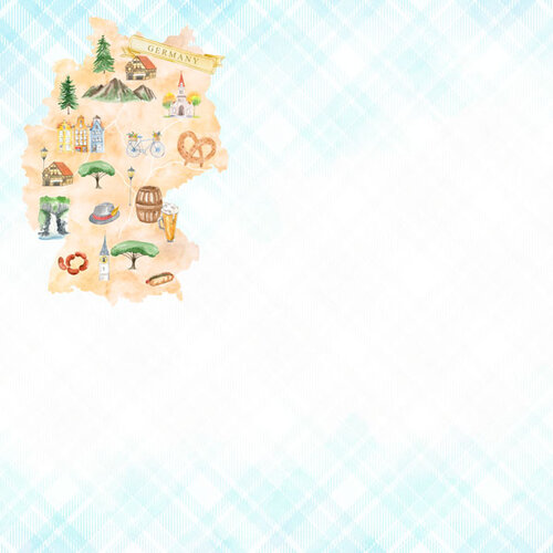 Scrapbook Customs - 12 x 12 Double Sided Paper - Germany Map Icons